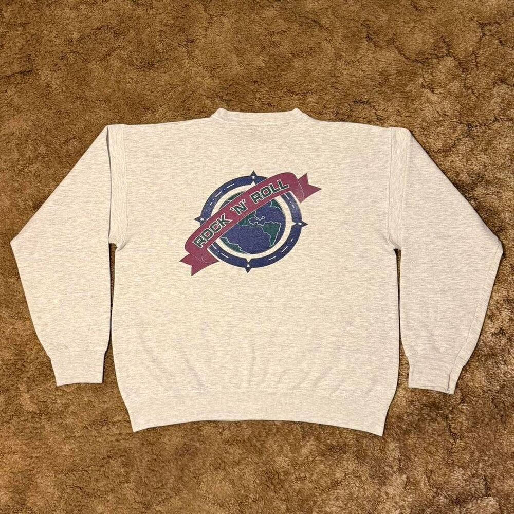 Vintage Hard Rock Cafe Baltimore Rock N Roll Crewneck Sweatshirt Grey Large